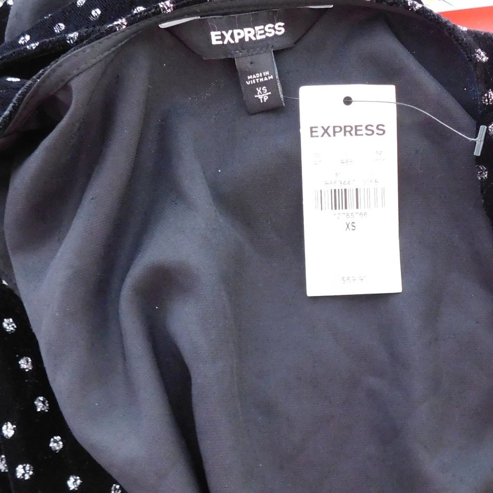 NWT - Express - Sexy Deep V-Neck Velvet Top with Sparkle, SZ: XS - Picture 9 of 10